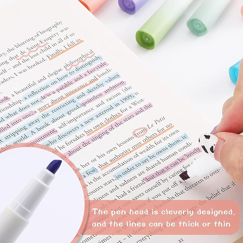UCRAVO Highlighters Colors, Bible Highlighters and Pens No Bleed, Aesthetic Highlighters with Soft Chisel Tip, Cute High