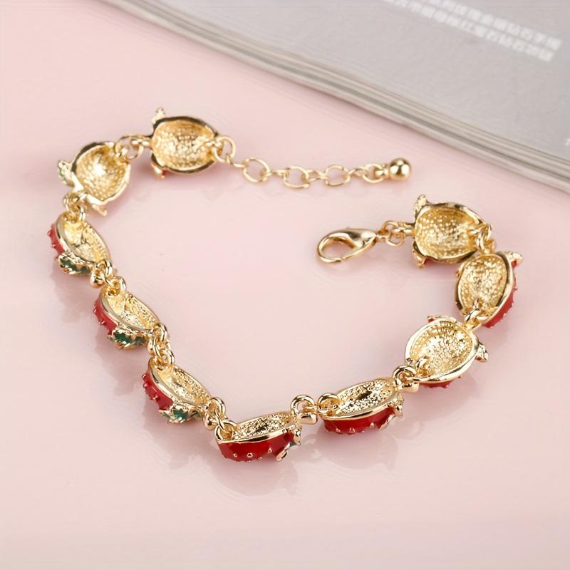 Strawberry Drip Oil Alloy Bracelet - Fresh Holiday Birthday Gift for Girls