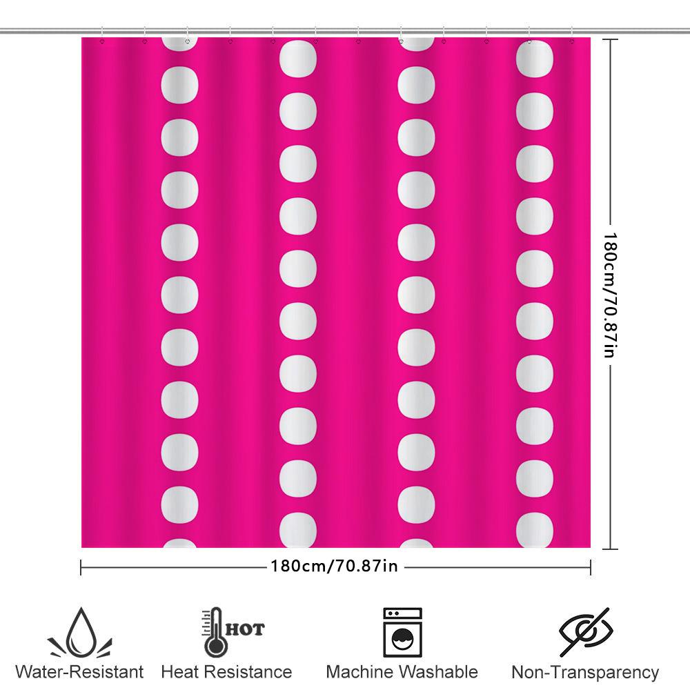 Bright Pink White Polka Dot Shower Curtain Waterproof Bathroom Decor for Home Decoration Modern Print Design Bath Mat Sets (210x