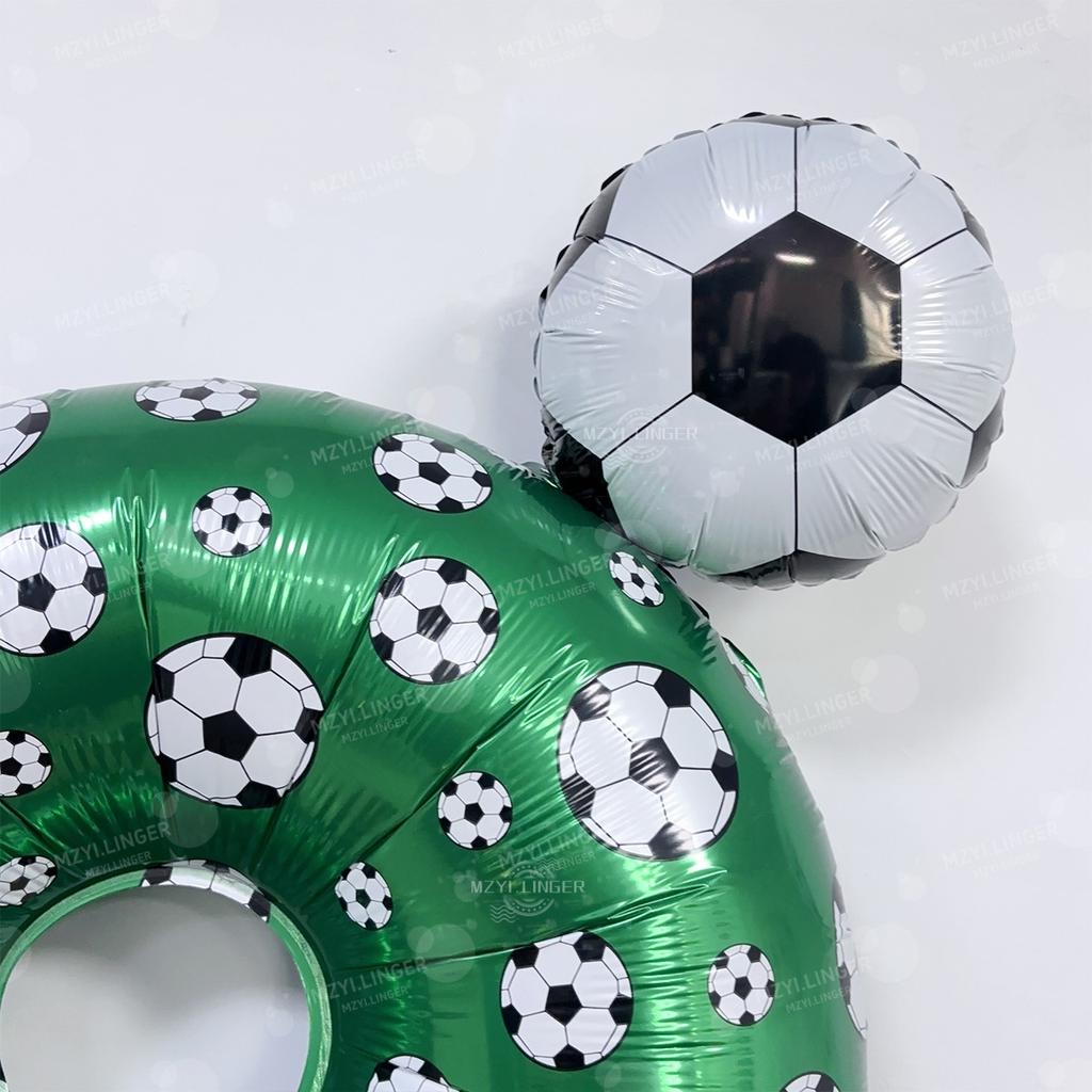 Football print number balloon set 0-9 mini football aluminum film balloons for birthday parties, anniversaries, event decoration