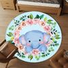 1pc Elephant Flowers Round Chair Mat Office Area Rug - Non-Slip, Floor Mat for Office, Bedroom, and Indoor Decor P127287