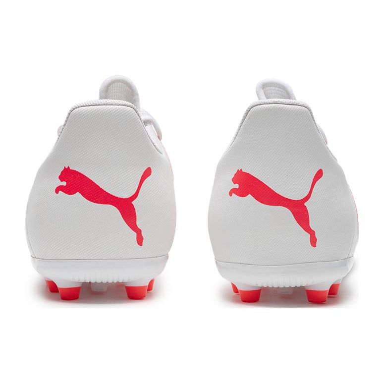 Puma Future Play Round Toe Comfortable Mg (Rubber Short Stud) Soccer Shoes Men Soccer Shoes White Red 107380-01