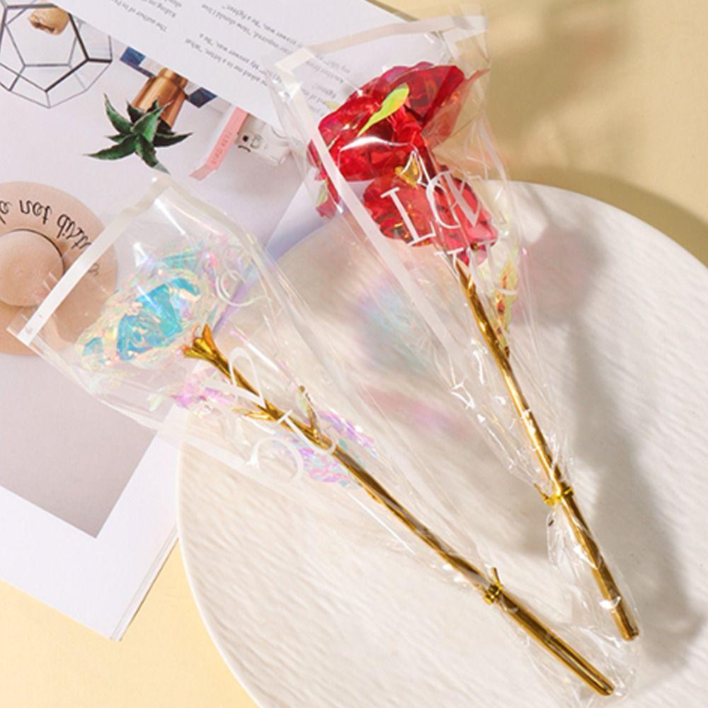 LED Lights Gold Foil Rose Flower Glowing Wedding Fake Flower  Valentine's Day