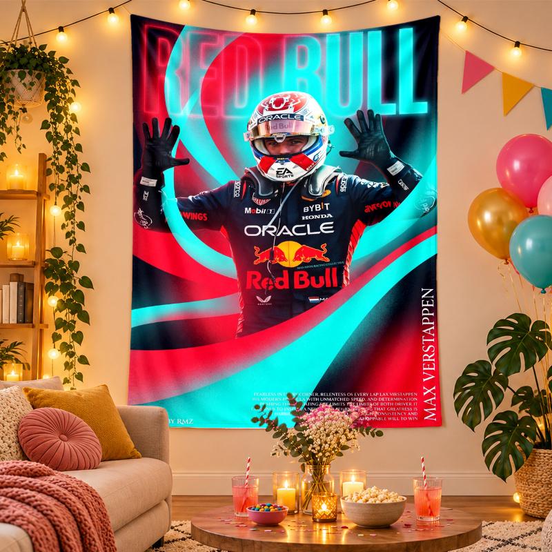 Polyester Wall Tapestry with Max Verstappen Design, Decorative Hanging for Bedroom Living Room Dorm