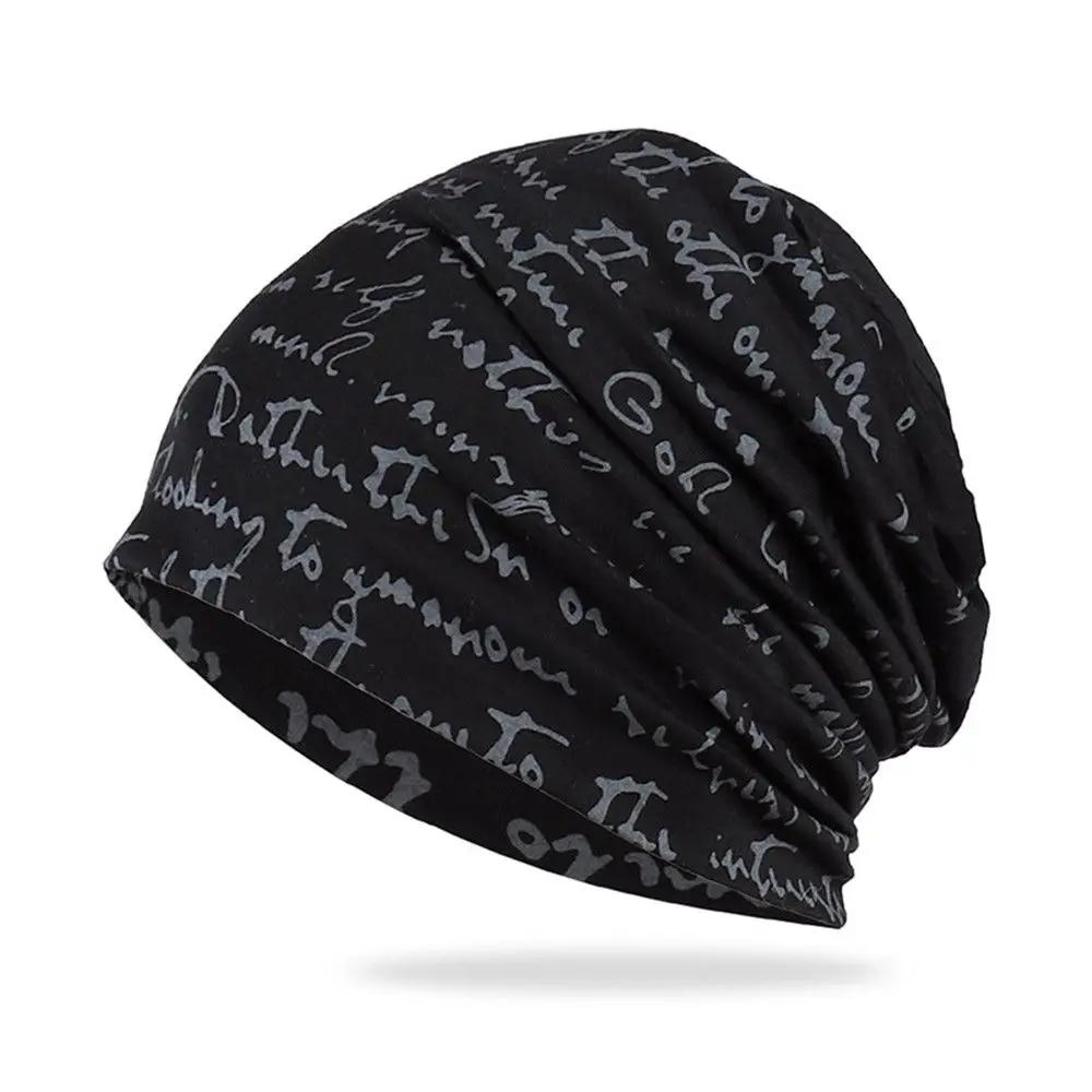 

Hip Hop Beanies Letter Print Warm Men s Goth Bonnet Hat Knit Cap Streetwear Women s Cotton Winter Nightcap Head Wrap чёрный