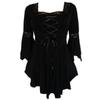 Elegant Plus Size Women Lace Up Blouse With Ruffle Details And Long Bell Sleeves
