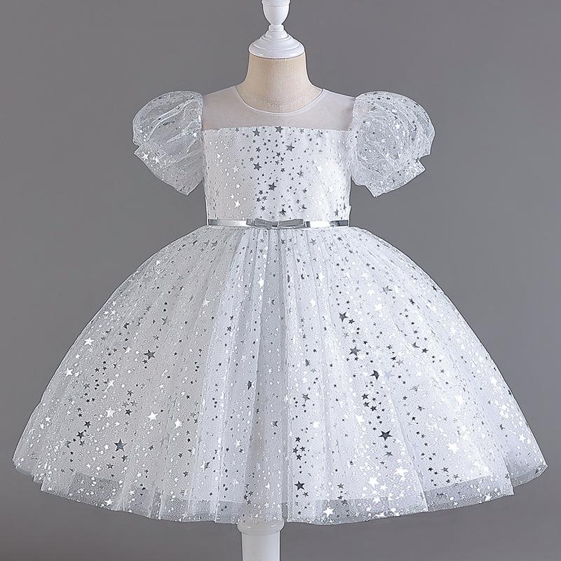 Pailletten Puffärmel Kleid für Mädchen - Babys erster Geburtstag Hochzeit und Abendkleid