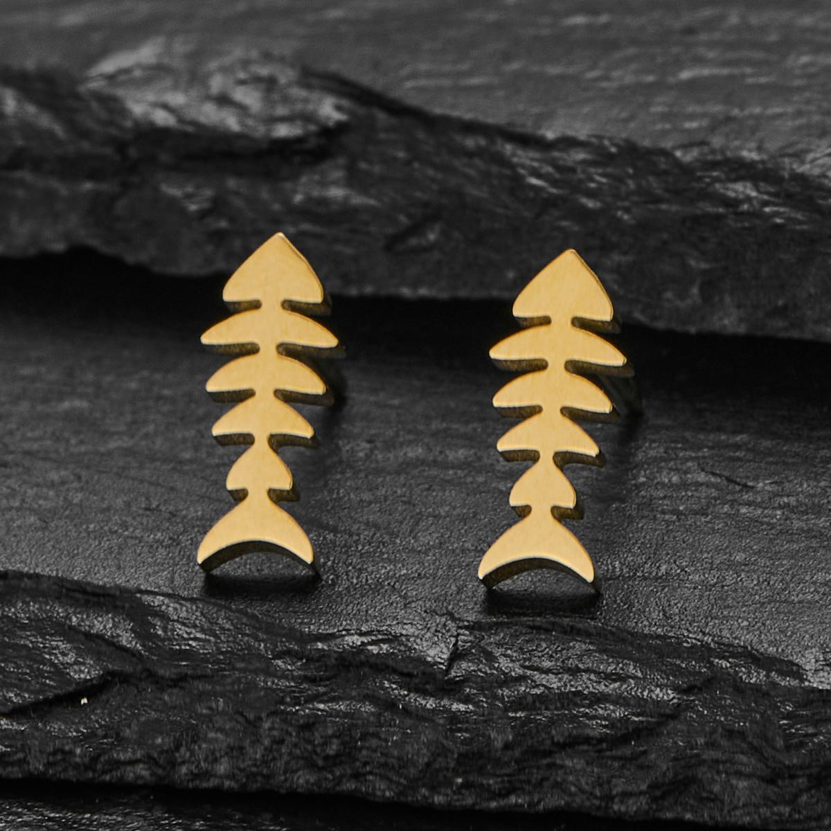 

1 Pair Creative Fashion Fish Bone Earrings for Women Stainless Steel Mini Stud Earring Cute Animal Zircon Birthday Gift 2025