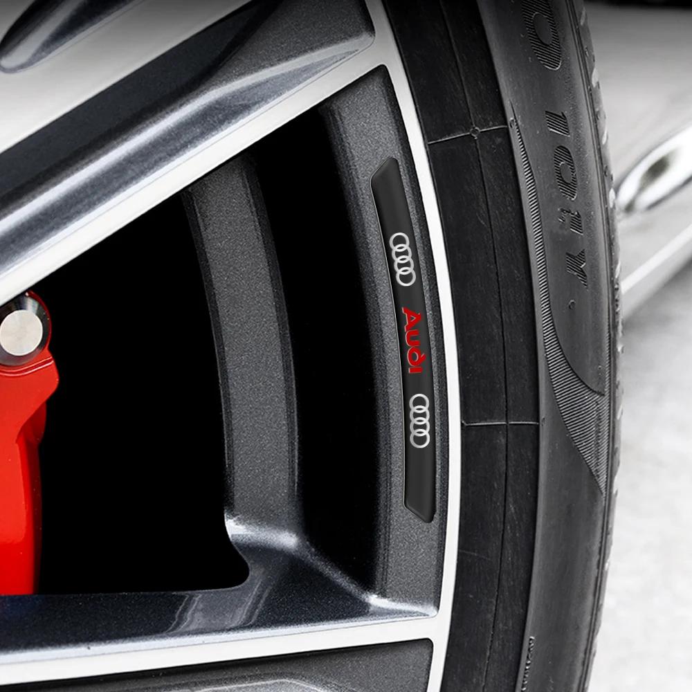 For Audi RS3 4Pcs Aluminum Car Badge Wheel Hub Rims Decor 3D Stickers For Audi A8 A5 A6 C5 C6 C7 A7 A1 A3 A4 B5 B6 B7 B8 B9 D3 Q3 Q5 Q7 TT
