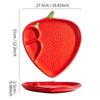 Nordic Creative Ceramic Tableware: Strawberry Design - Dinner, Soup, Steak, Dessert Plates & Two-Tier Serving Platter.