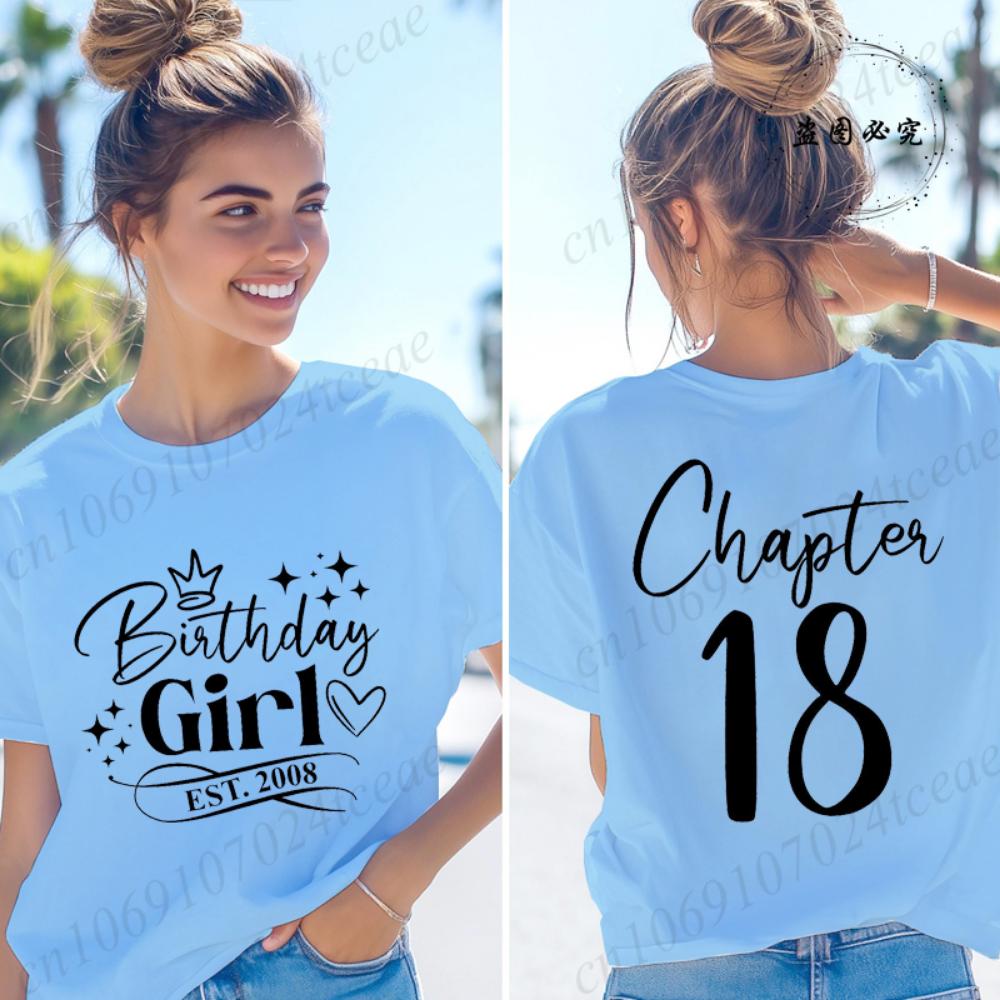 Geburtstagskind Est. 2008 Damen T-Shirts Lustige Geschenke für Mädchen T-Shirts Kapitel 18 18. Geburtstag Mädchen Grafik-Tops Damenbekleidung