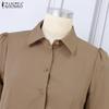 ZANZEA Women Casual Turn Down Collar Summer Short Sleeve Dress