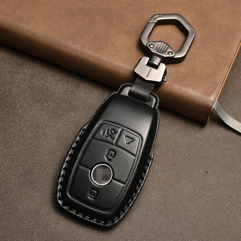 Genuine Leather Car Key Case Cover for Mercedes-Benz W203 W210 W211 Amg W204 C E S Cls Clk Cla Slk Classe Smart Car Keychain