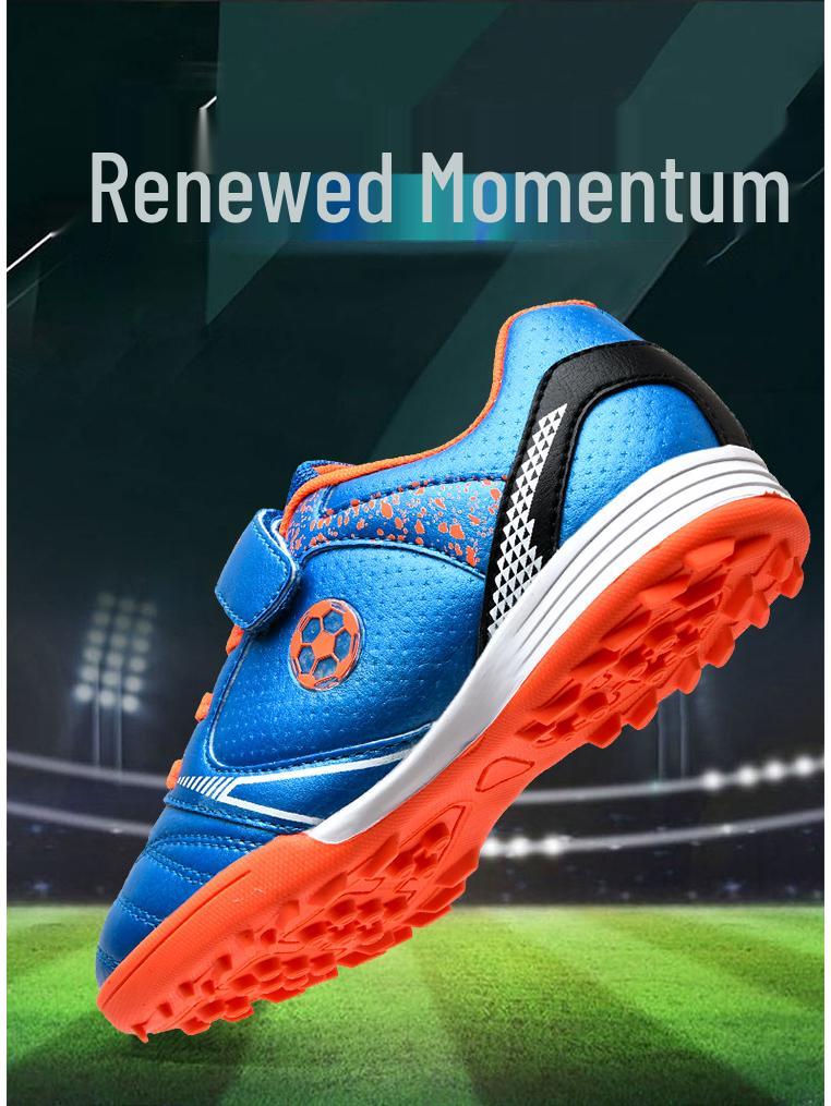 Kids' Breathable Velcro Soccer Shoes, Lightweight Studded Football Trainers for Boys & Girls, Ideal for Grass Fields.