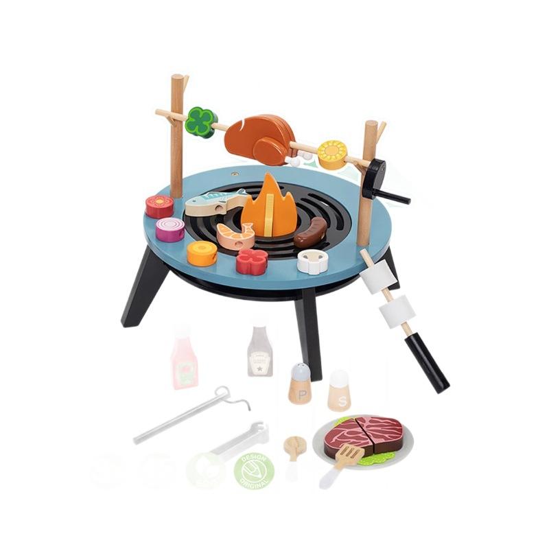 Children's Simulation Play House Outdoor Bonfire Camping Furnace Barbecue Wooden Kitchen Toy