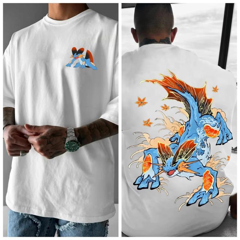 Pokémon Anime 2025 Summer Men's Harajuku T-Shirt Streetwear Cool Printed Loose Fit Casual Outdoor Short Sleeve Parent Child Top