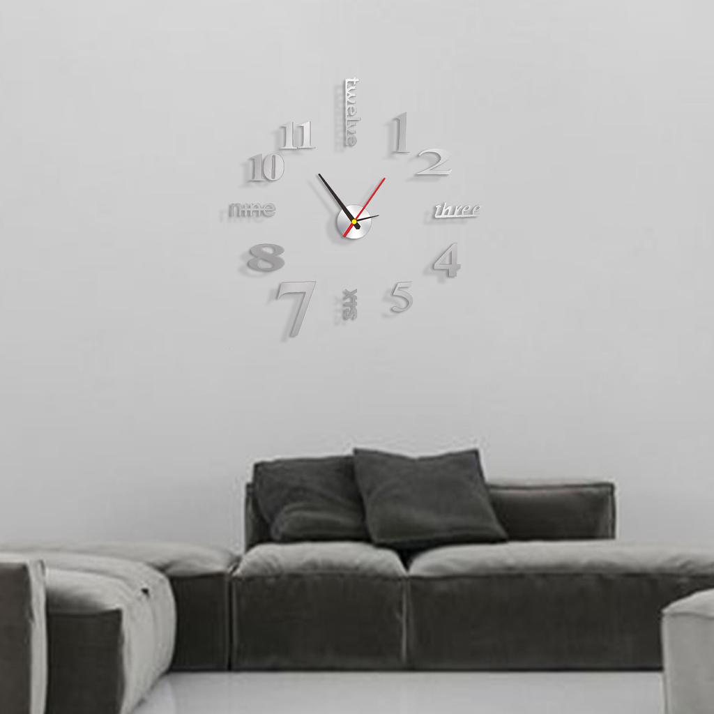Frameless DIY Wall Clock Wall Clock For Room Decor Creative Fashion Digital 3D Acrylic Wall Clock Decor Sticker DIY Clock Kit