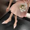 Women Patent Pink Slippers Spring Summer Flats  New Pointed Toe Dress Shoes Designer Elegant Shallow Party Zapatillas Mujer