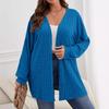 Brushed Solid Color Knit Plus Size Women's Coat - Autumn & Winter, Long-Sleeved, Loose Mid-Length
