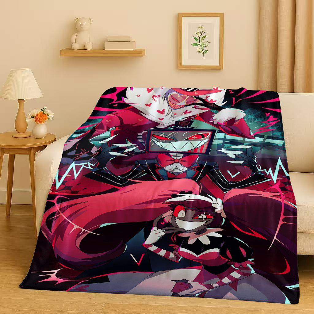 3D Cartoon H-Hazbin Hotel Angel Dust Alastor Flannel Blanket,Soft Warm Plush Throw for Home Bedroom Bed Sofa Cover Office Gift