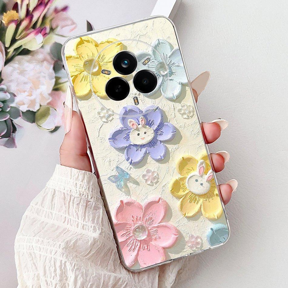 For Realme 14 Pro 14Pro+ Elegant Floral Cat Printed Phone Case For Realme 14 Pro Plus 14Pro 5G Soft Silicone TPU Cases
