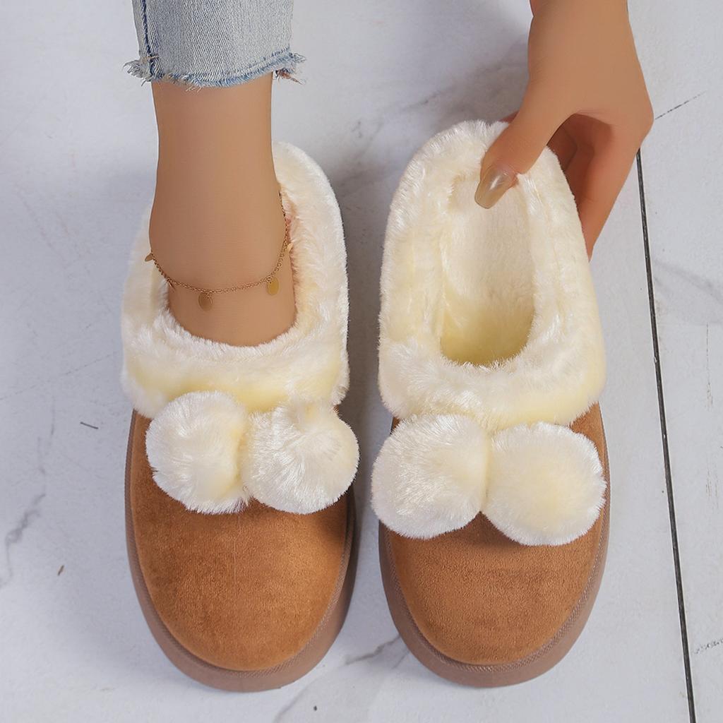 Cotton Slippers Women's Autumn and Winter New Thick-soled Comfortable Home Warm Half a Pack of Snow Boots Couple Wear Wool Shoes