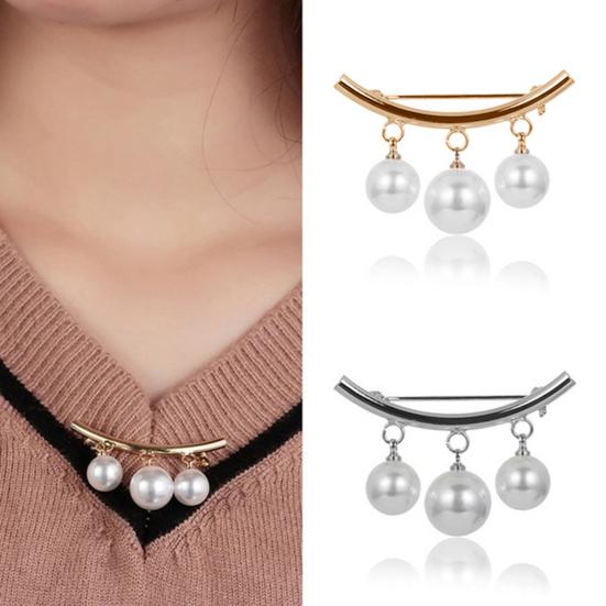 2Pcs Brooch Stylish Elegant Faux Pearl Fashion Vintage Brooch for Wedding