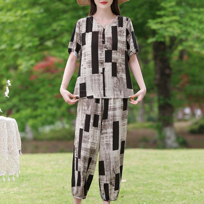 Elegant Women's Pants Sets Summer Casual Two Piece Set for Woman Vintage Clothes