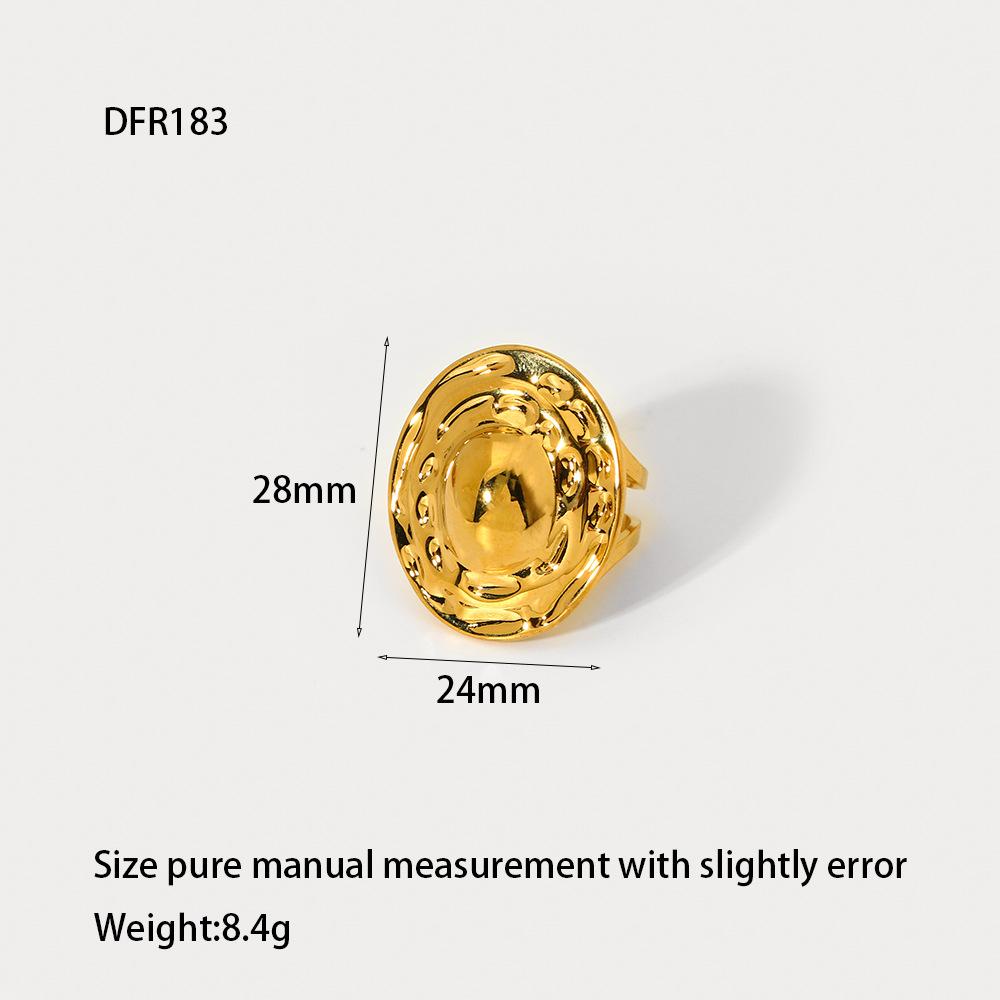 European and American ins plated 18K gold stainless steel starfish dragonfly geometric opening ring exaggerated design waterproof ring female
