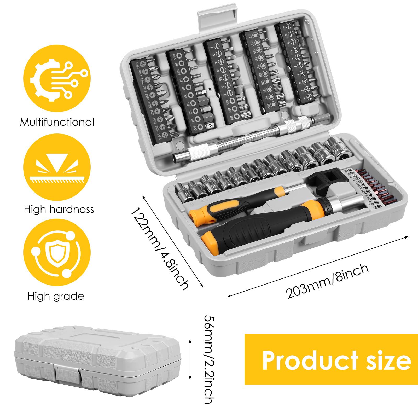 

Набор отверток 78 шт. Сверхпрочный набор бит для отверток Мультиинструмент с храповым механизмом Мультибиты Аксессуары для отверточных бит