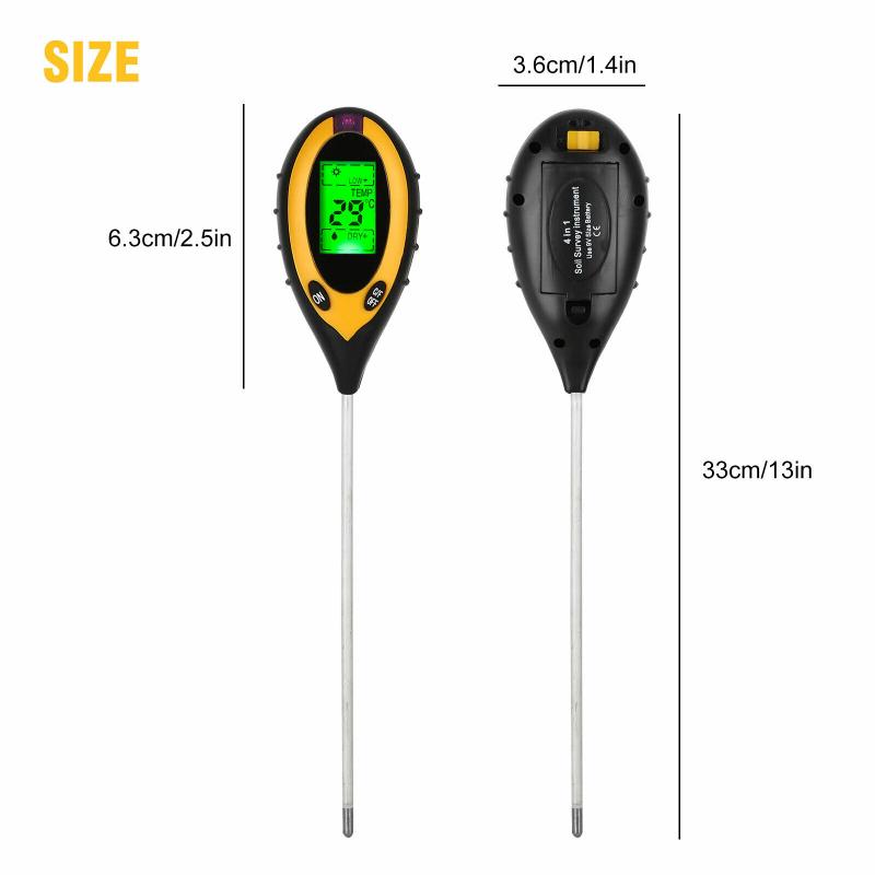 4 In 1 Digital Ph Soil Tester Lcd Display Multifunctional Fast Accurate Water Moisture Temperature