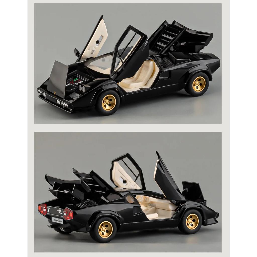 Simulation 1/24 Lambo Countach LP500S Super Sports Car Model Children's Diecast Toy Vehicle Sound and Light Miniature Voiture