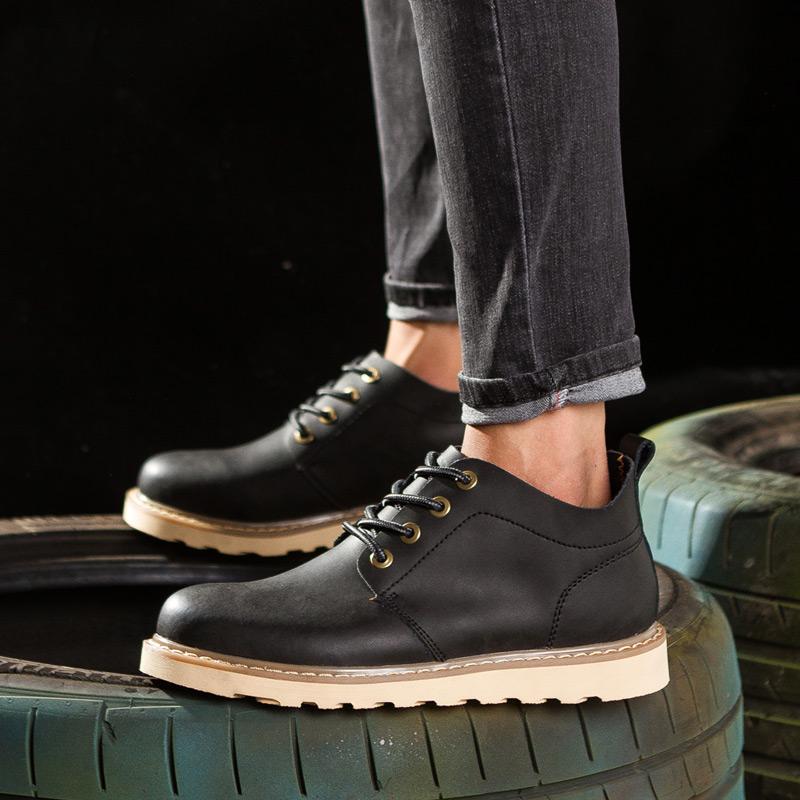 Mode Kuhleder Herren Stiefeletten zum Schnüren Handgefertigt Plüsch Warm Winterstiefel Maßgefertigte Freizeitschuhe Gummi Winterschuhe Herren Baumwollschuhe