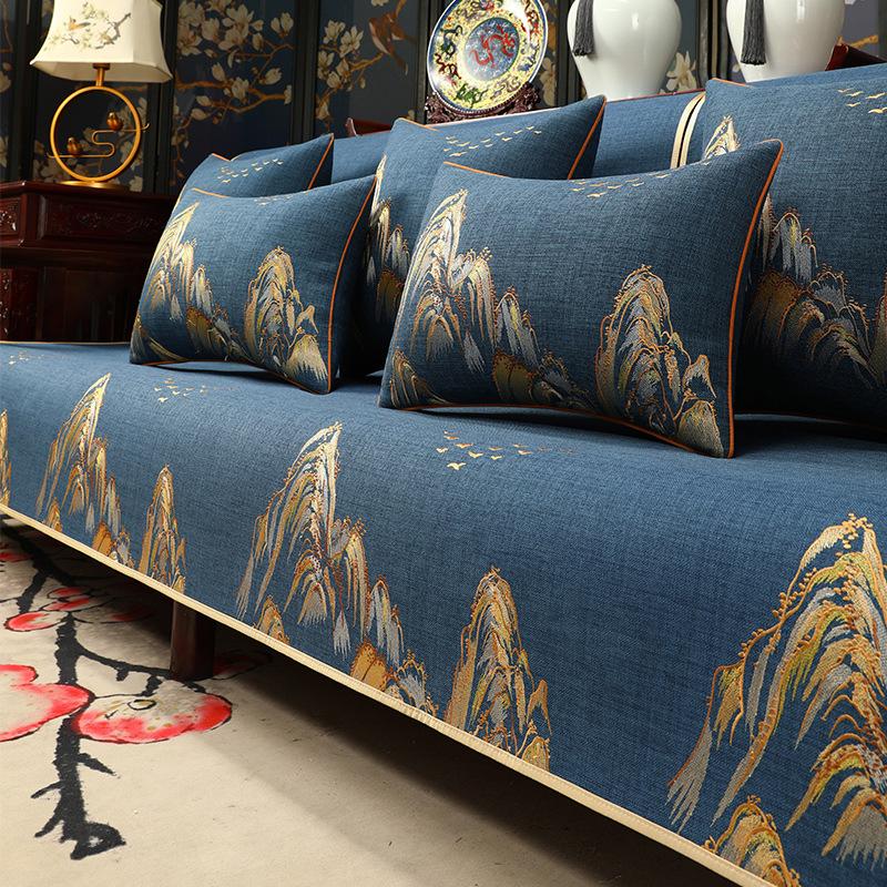 

Mahogany Sofa Seat Cushion Cover High-End New Chinese-Style Solid Wood Sofa Cushion Cover Universal Arhat Bed Seat Cushion Sofa Towel 90*140cm