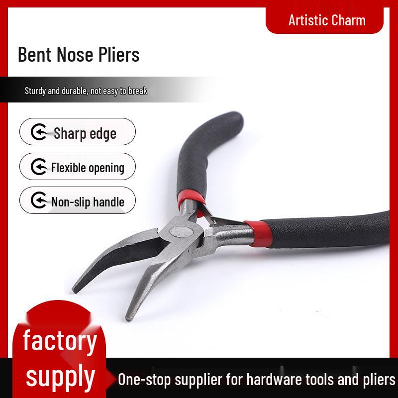 Red & Black 4.5  Bent Nose Pliers - Multi-Functional Tool for Jewelry & Household Use