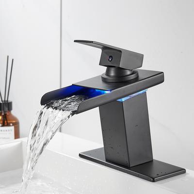 Baralho Torneira Bathroom Basin Faucet With Led Light Polished Tap Basin Deck Mounted Sink Mixers 3 Colors Change