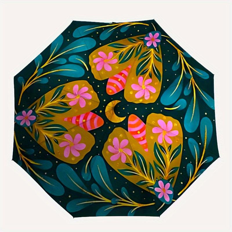 1pc Floral Mandala Print Automatic Open/close Folding Umbrella, Compact Portable Travel Umbrella, Durable Construction yy250809060