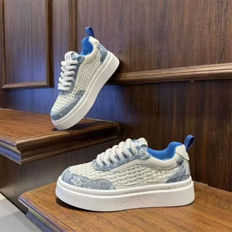 Men'S Spring New Style Thick Bottom Sneakers Breathable Mesh Sports Casual Shoes Fashionable All-Match Board Shoes Sneakers