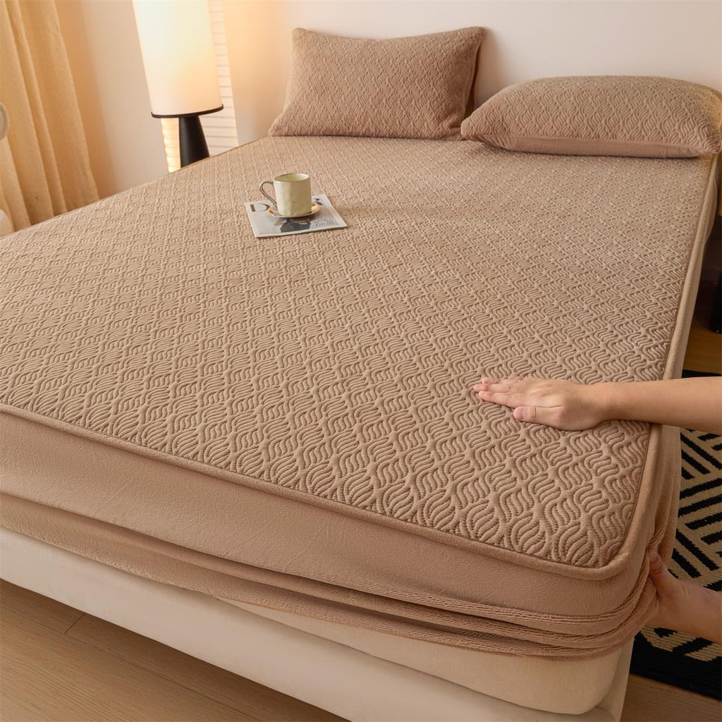 Class A Milk Velvet Quilted Bed Sheet Single Piece Thickened Anti-slip Bed Cover Mattress Protective Cover Bedding Set