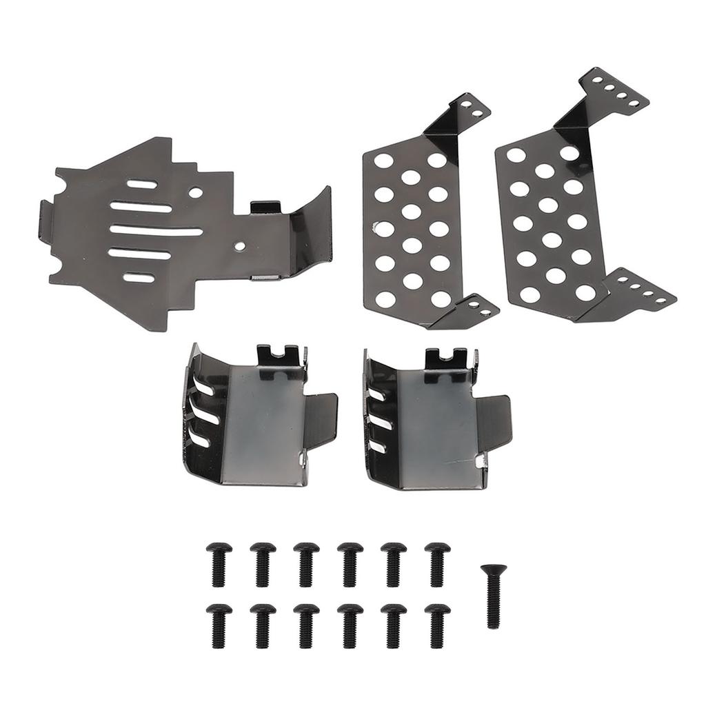 RC Chassis Armors Set Stainless Steel Chassis Protection Skid Plate for Traxxas Black