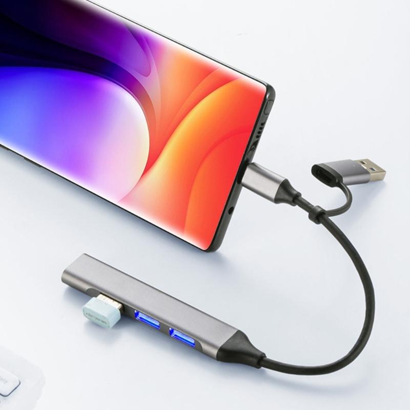 USB3.0 Hubs With 7/4 Port USB A/C Adapters Fast Charging Metal Housing Plugs Play for Laptop Computer