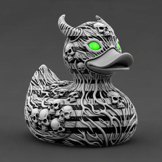 Devil Skull Duck Figurine Gothic Punk Halloween Duck Ornament Resin Demon Duck
