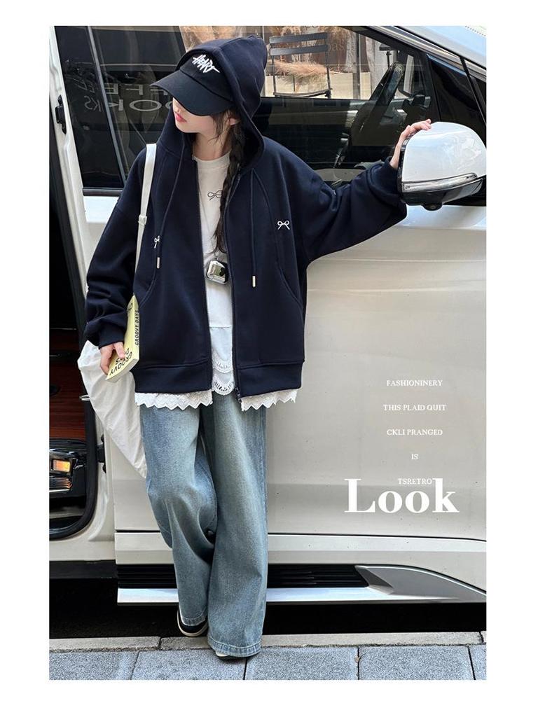2025 Spring/Autumn Girls' Sweatshirt Jacket: Trendy Korean Style for Big Girls