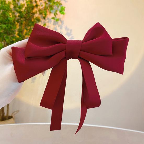 Hairpin Smooth Satin Hand-Sewn Three-Dimensional Ribbon Large Bow Hair Clip Hair Styling Tool Hair Accessories