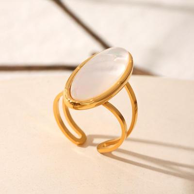 European & American Stainless Steel Seashell Ring - Luxurious Titanium Steel Jewelry