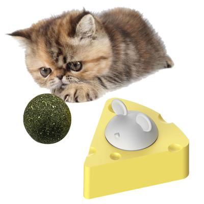 Catmintový míček pro kočky ve tvaru sýra Stick na podlahu nebo stěnu Přenosná hračka Catmint pro kočky v interiéru Bio míček na lízání Catmint
