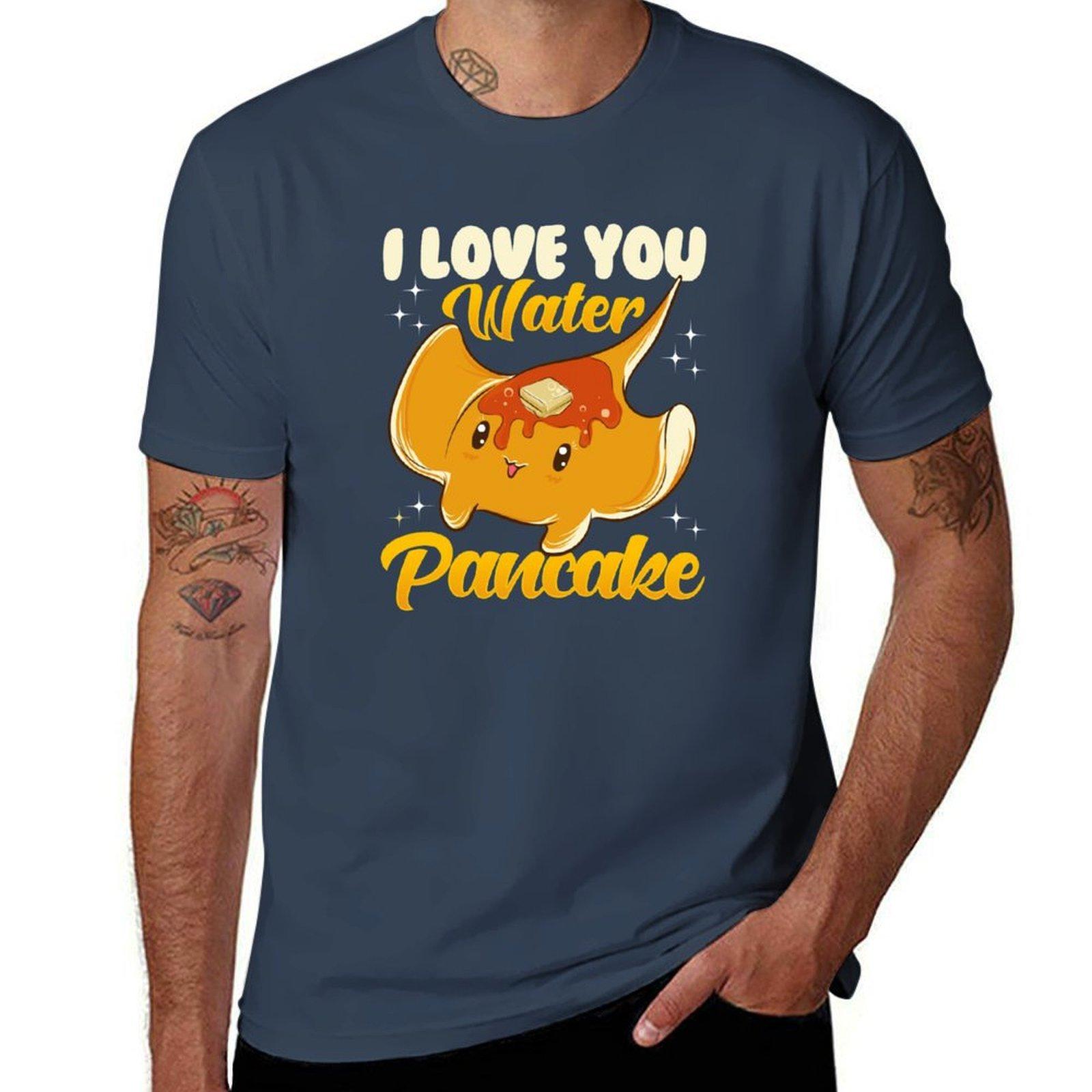 Cute Funny I Love You Water Pancake Stingray Pun Tshirt Work Wear Lightweight Tee S