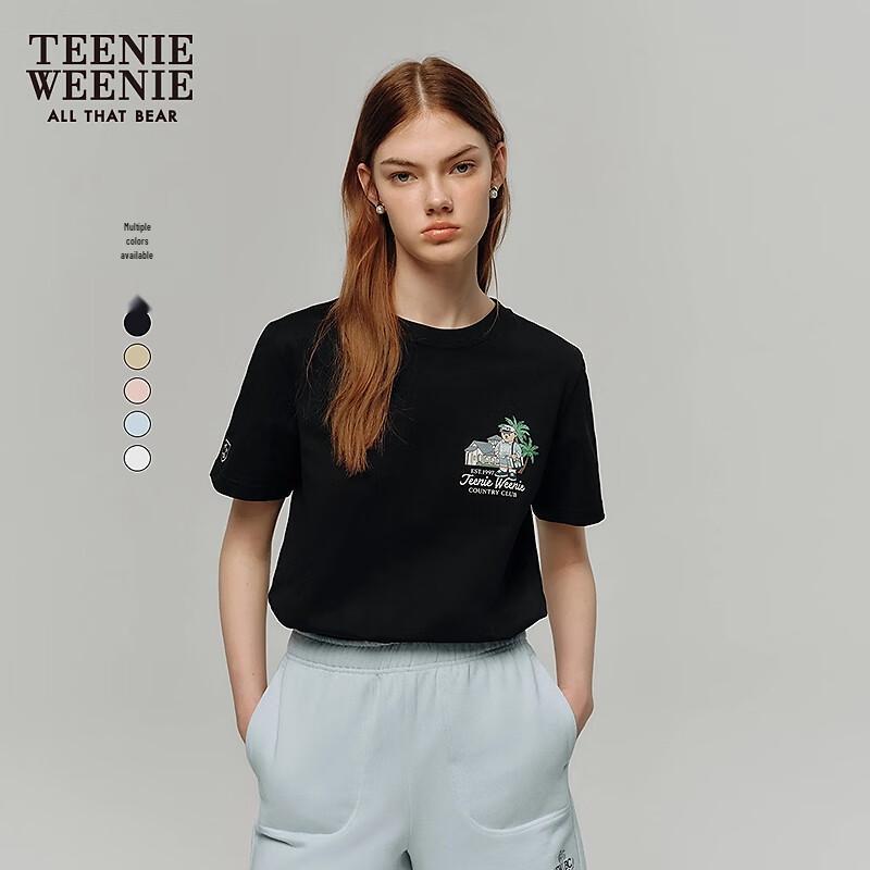 Teenie Weenie Women's Bear & Letter Embroidered Short Sleeve T-Shirt