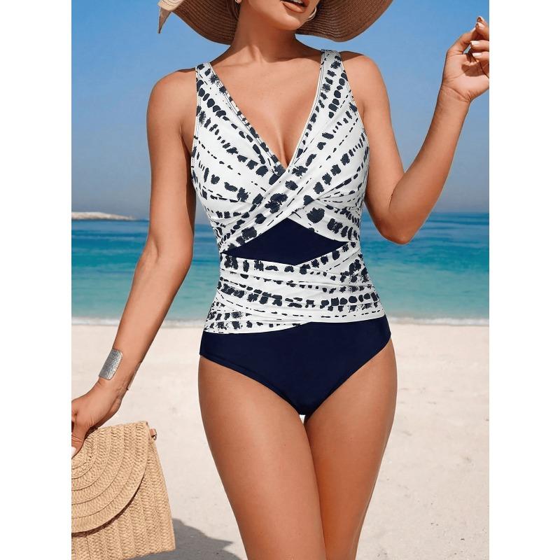 2026 European and American New Bikini Swimsuit Women's Color Matching To Cover The Belly and Show Thinness One-piece Bikini Swimsuit