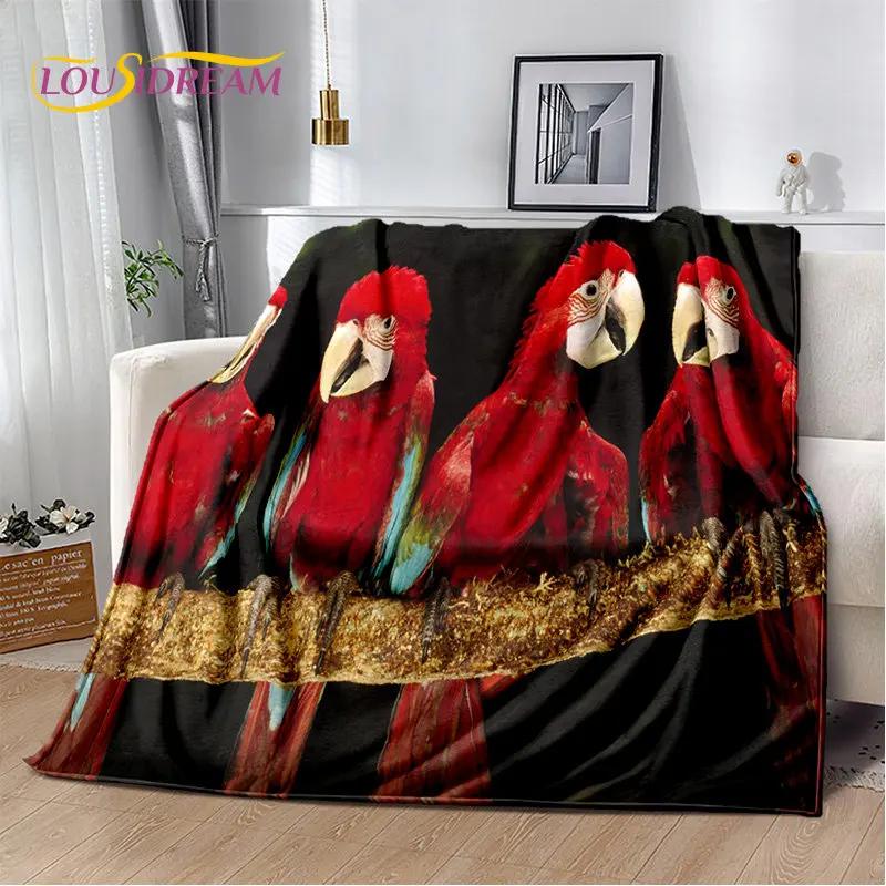 Macaws Colorful Birds Parrot Soft Plush Blanket,Flannel Blanket Throw Blanket for Living Room Bedroom Bed Sofa Picnic Cover Kids